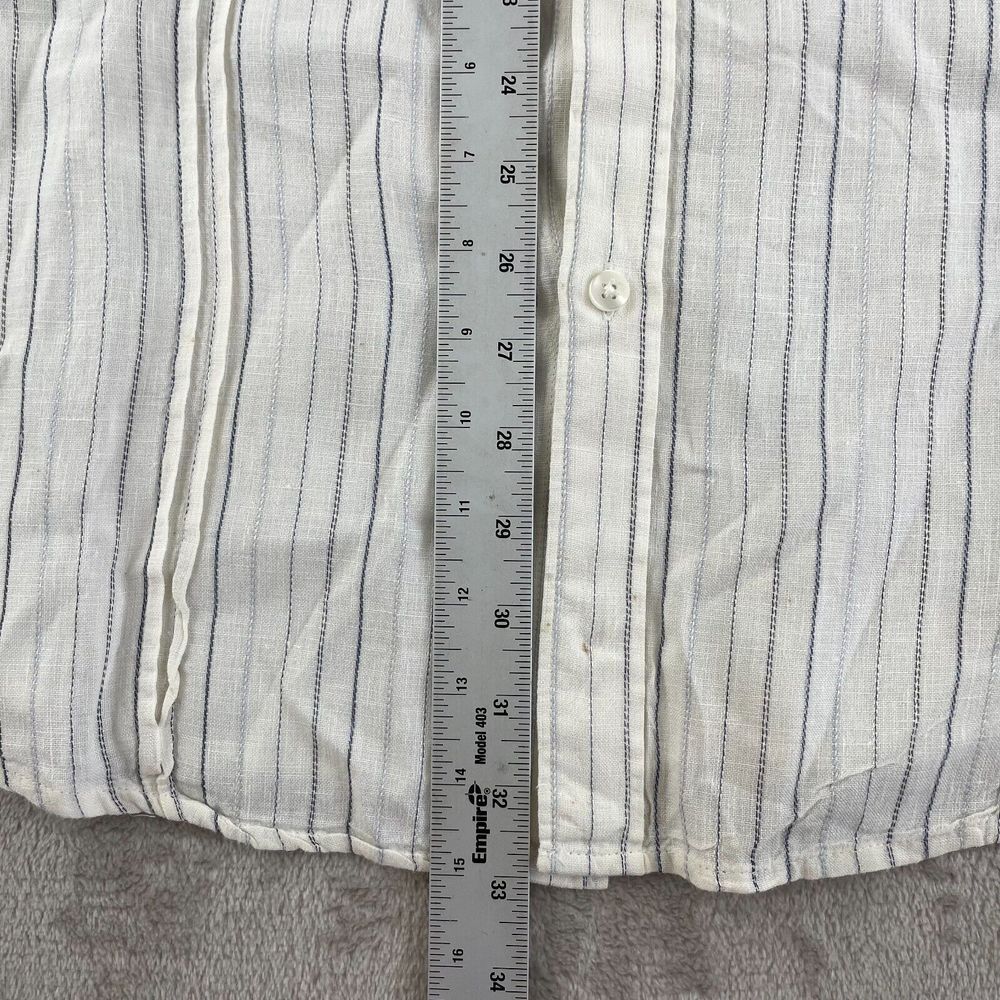 GAP Shirt Men XL White Striped 99% Linen Dual Pockets Short Sleeve Camp Vacation - Picture 16 of 16